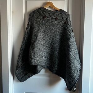 Grey Wool Poncho